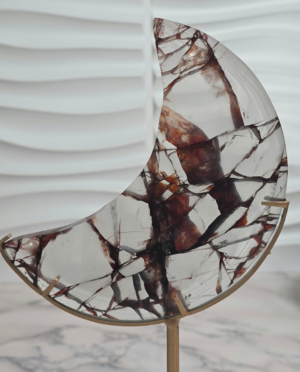Fire Quartz Moon with Stand
