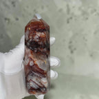 Fire Quartz tower front view showing hematoid inclusions