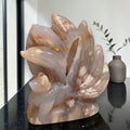 Flower Agate Nine Tails Fox Kitsune Carving – front view
