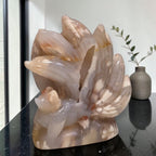 Flower Agate Nine Tails Fox Kitsune Carving – front view