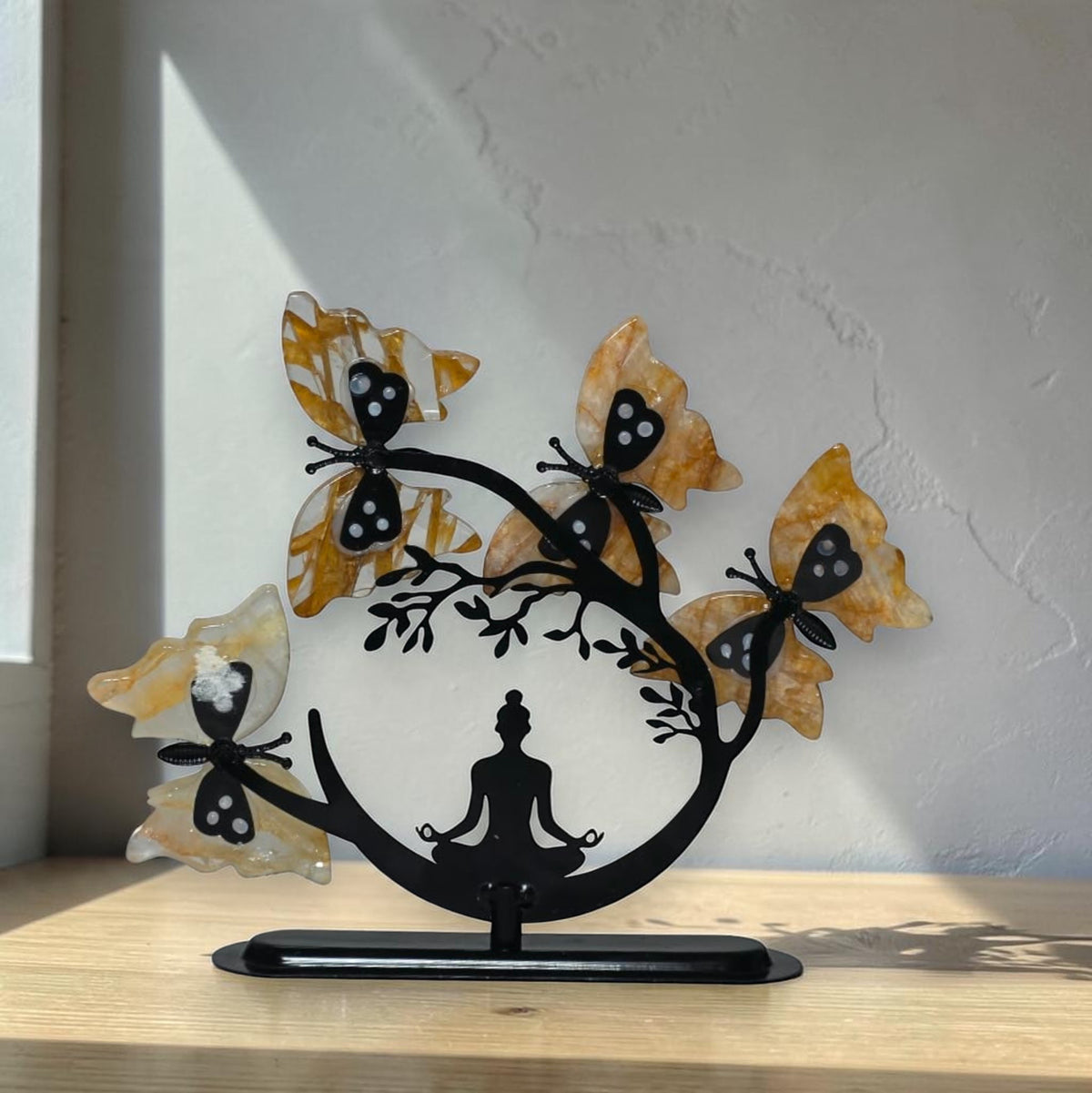 Back view of the quartz butterfly tree sculpture