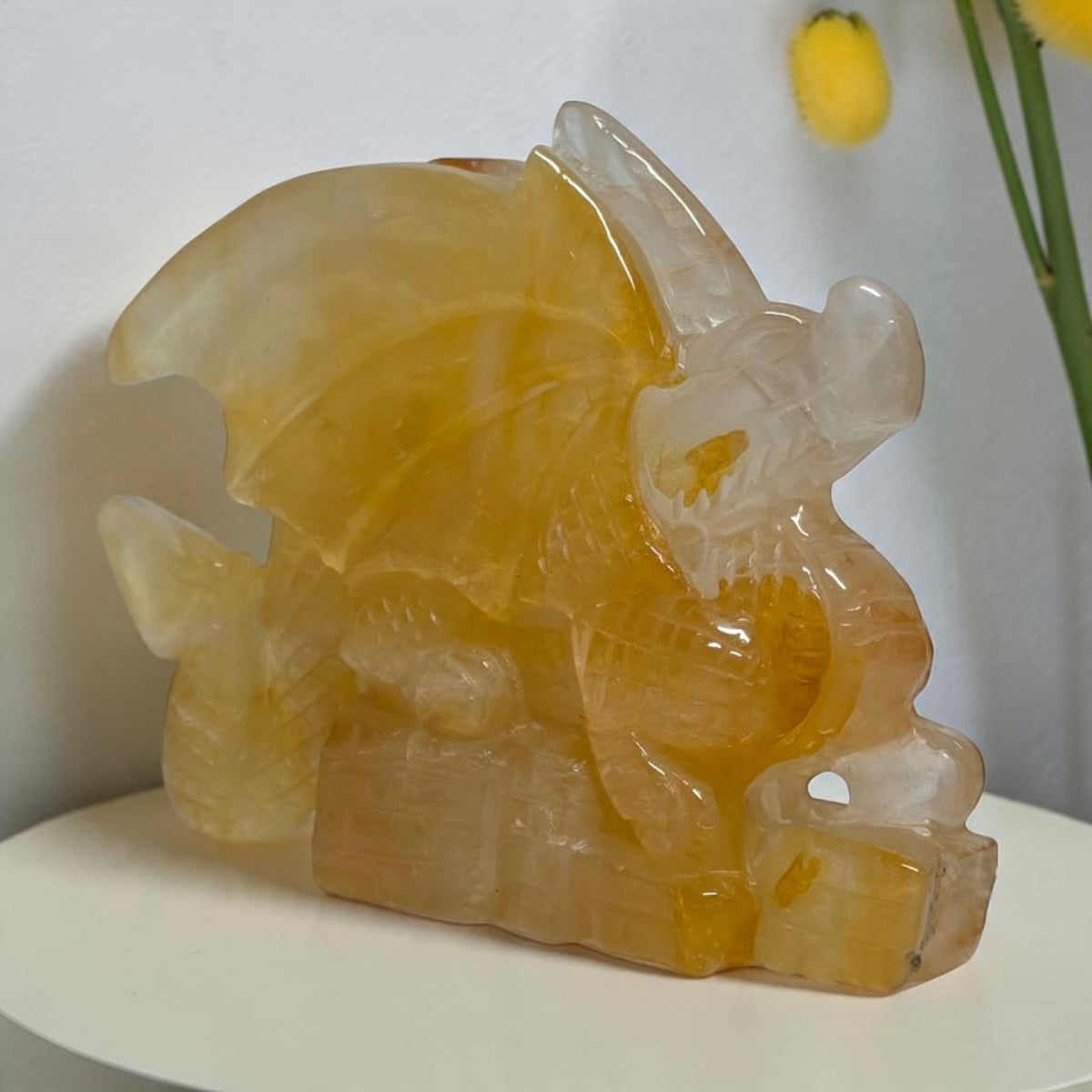 Side profile of Golden Healer Quartz dragon