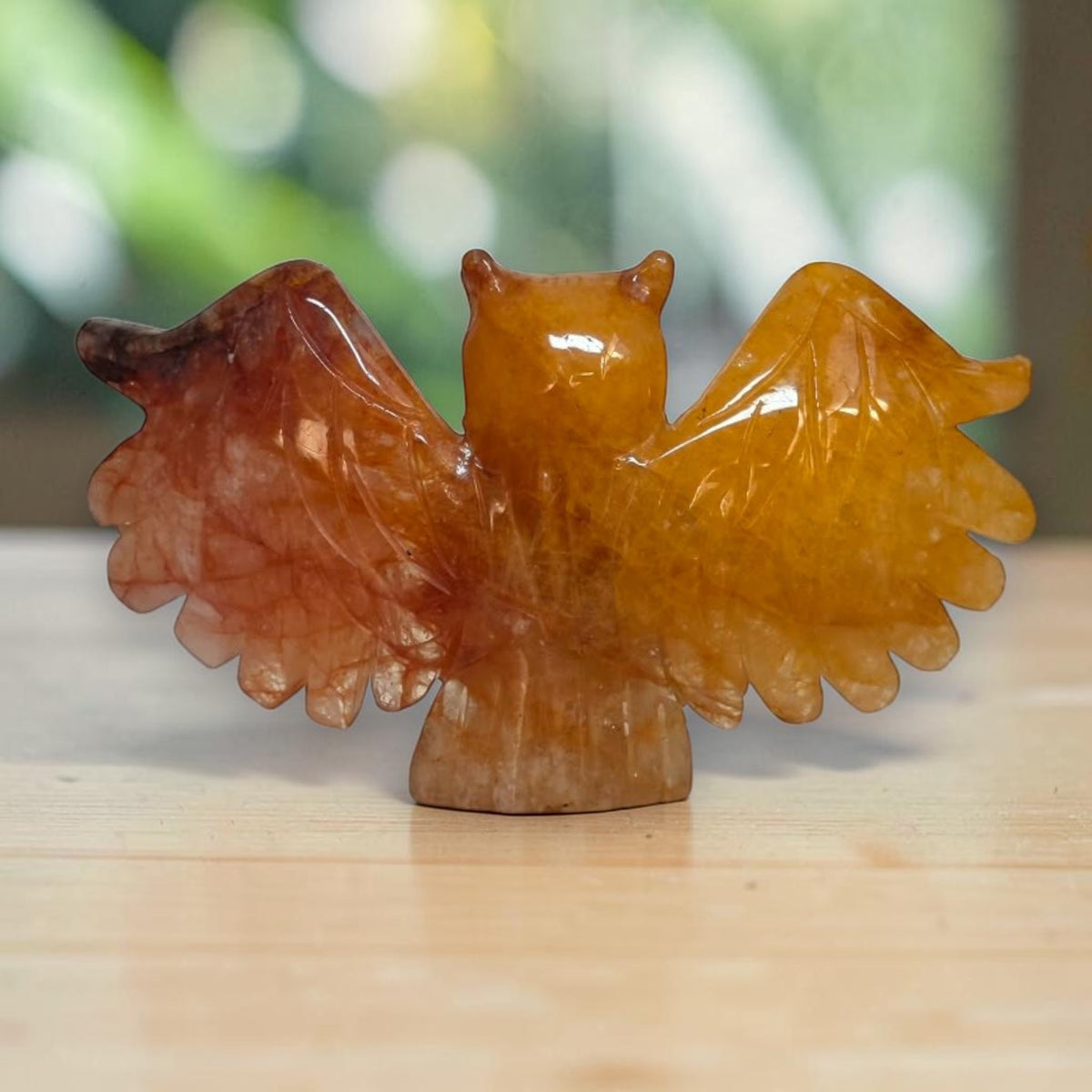 Golden Quartz and Fire Quartz Owl