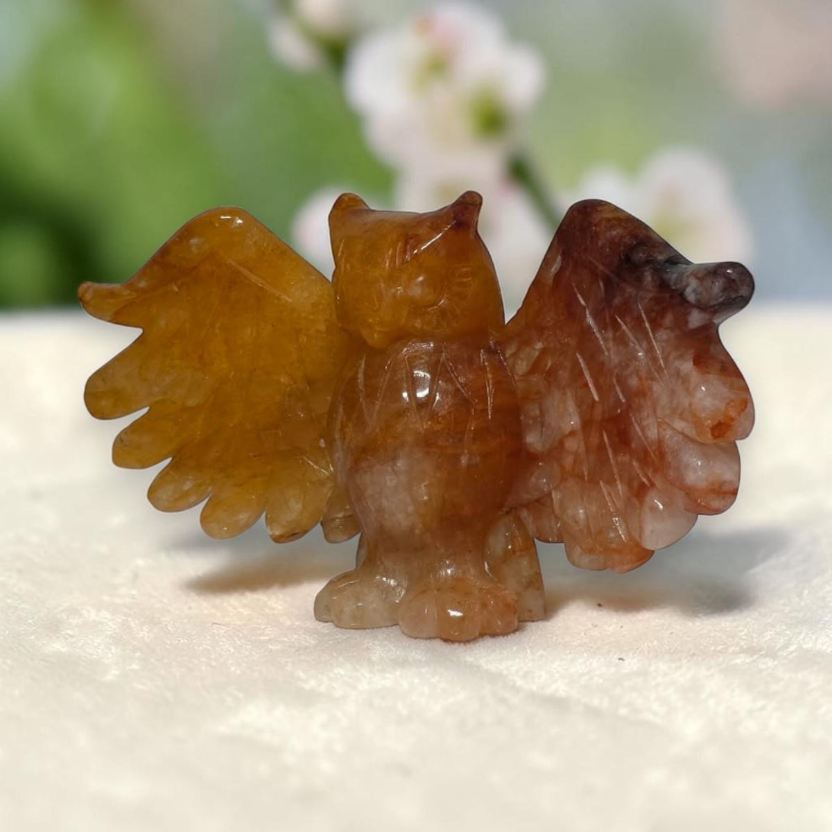 Golden Quartz and Fire Quartz Owl