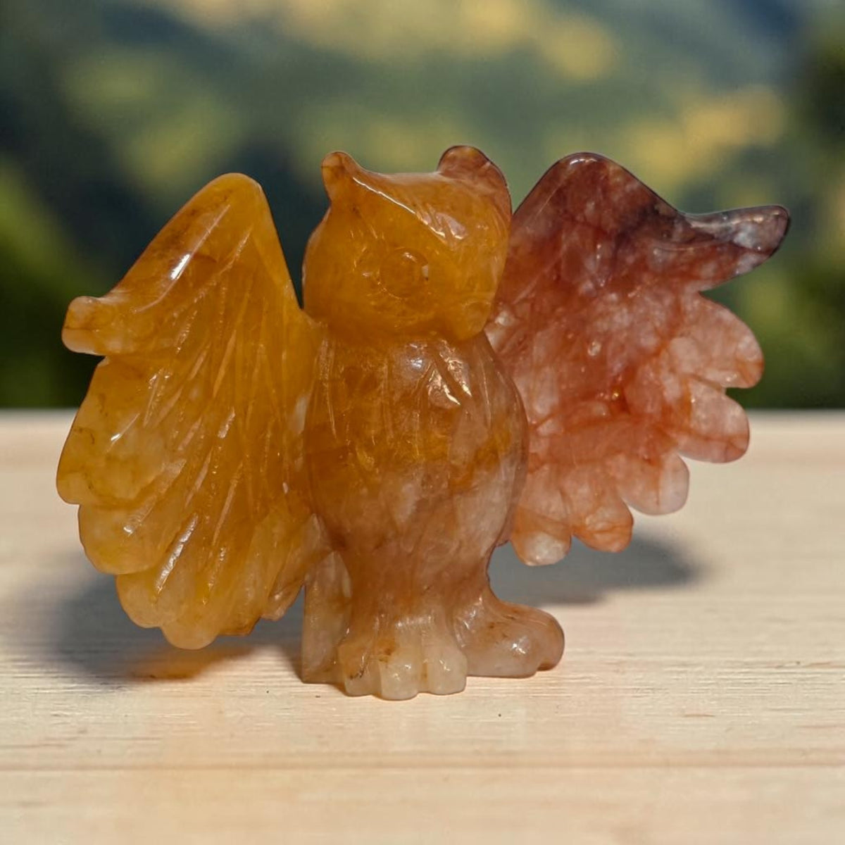 Golden Quartz and Fire Quartz Owl