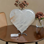 Large Golden Healer Quartz Heart – Polished Crystal Carving, 5.9" Display Piece