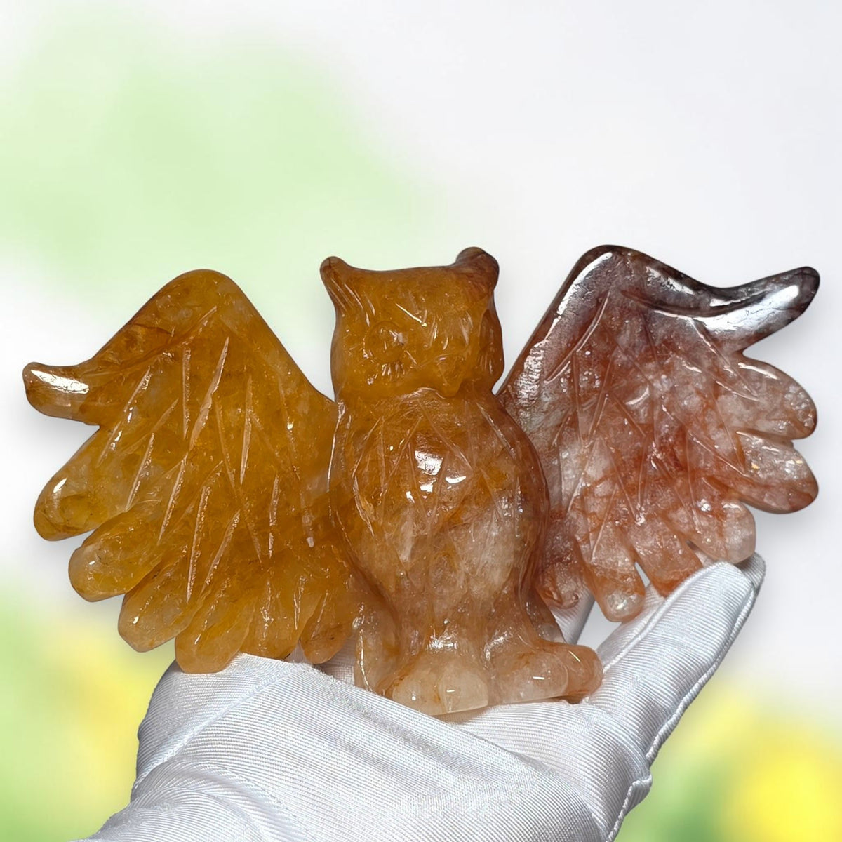 Golden Quartz and Fire Quartz Owl