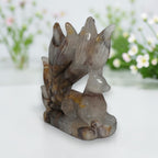 Golden Healer Quartz nine tailed fox carving side profile