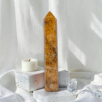 Golden Healer Quartz Tower – Rainbow Flash Crystal Point 9.5"