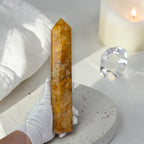 Golden Healer Quartz Tower – Rainbow Flash Crystal Point 9.5"