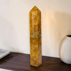 Golden Healer Quartz Tower – Rainbow Flash Crystal Point 9.5"