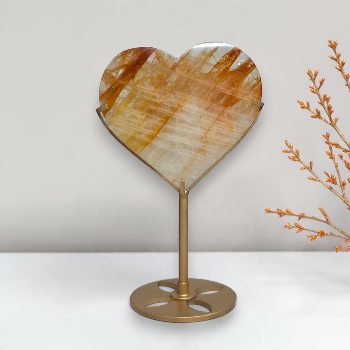 Back view of the Golden Healer quartz heart