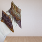 Chevron Amethyst Double Star Sculpture – Gold Stand Crystal Art 12"