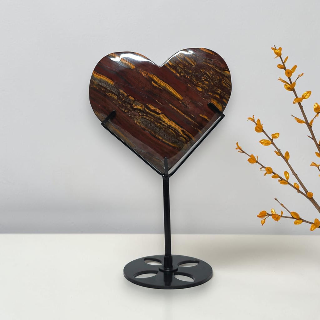 Large Tiger Iron Heart with Stand
