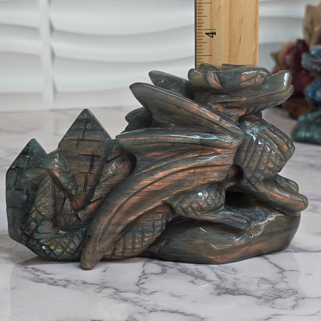 Labradorite Flying Dragon Carving 5.5"