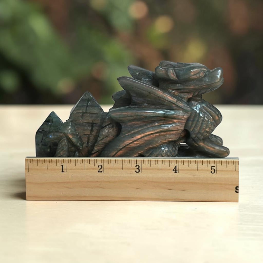 Labradorite Flying Dragon Carving 5.5"