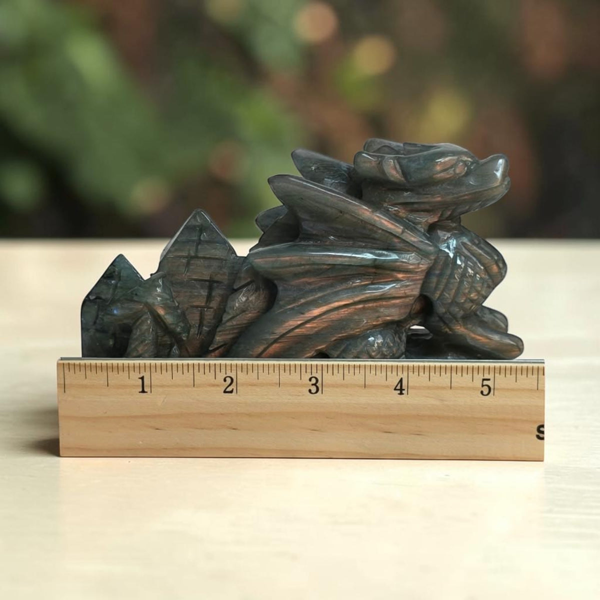 Labradorite Flying Dragon Carving 5.5"