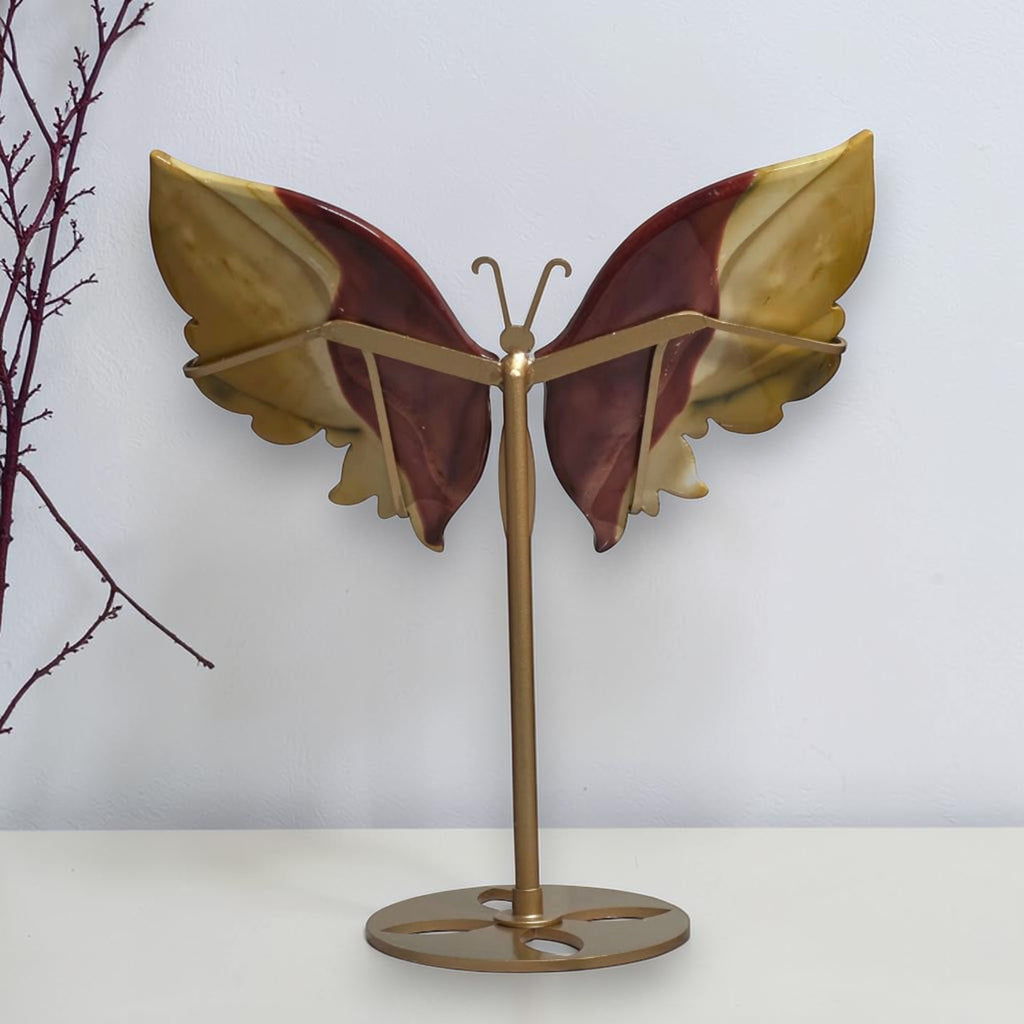 Back view of Mookaite Jasper butterfly display stand