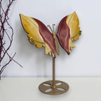 Polished Mookaite Jasper butterfly wings in yellow cream and burgundy