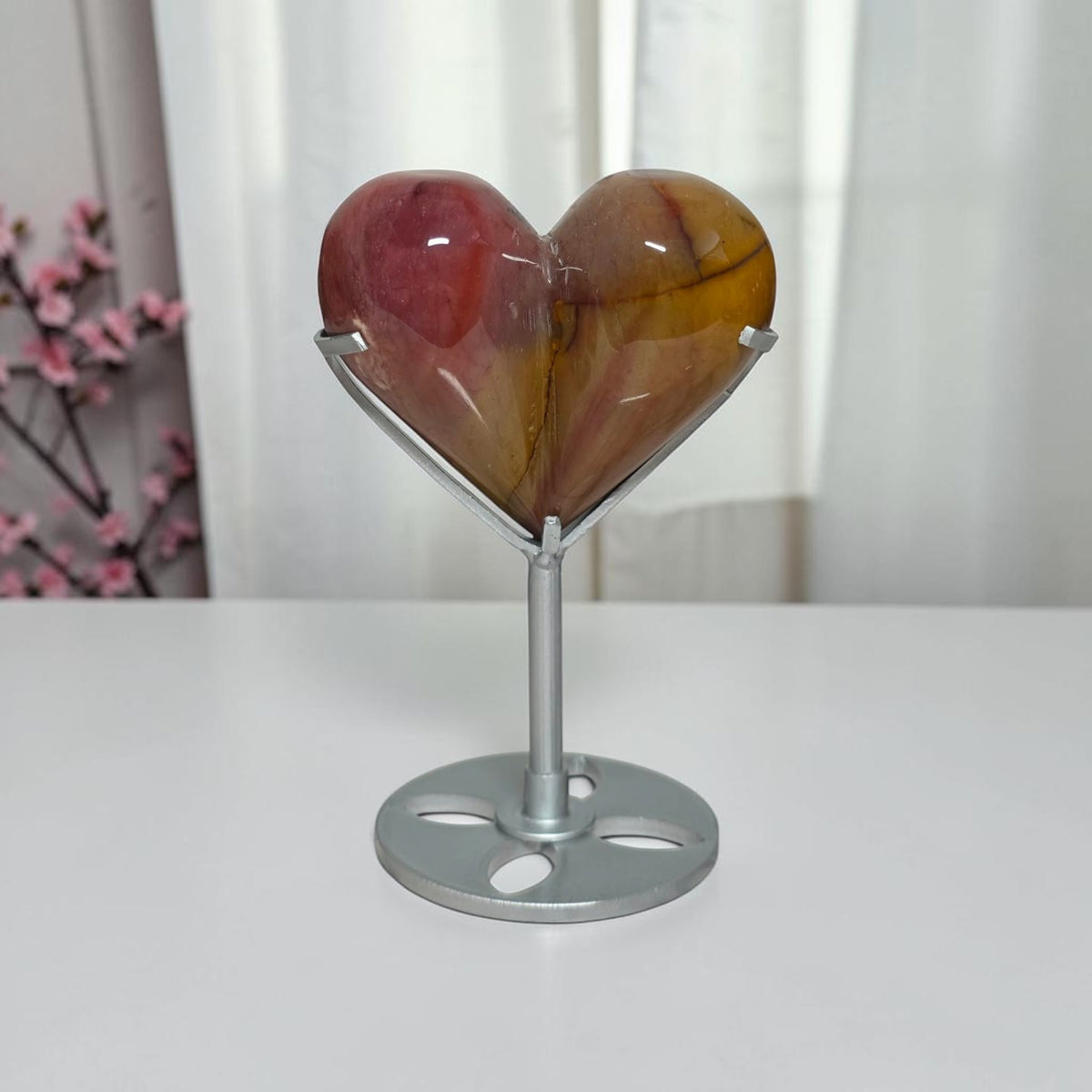 Pink and Yellow Mookaite Jasper Heart