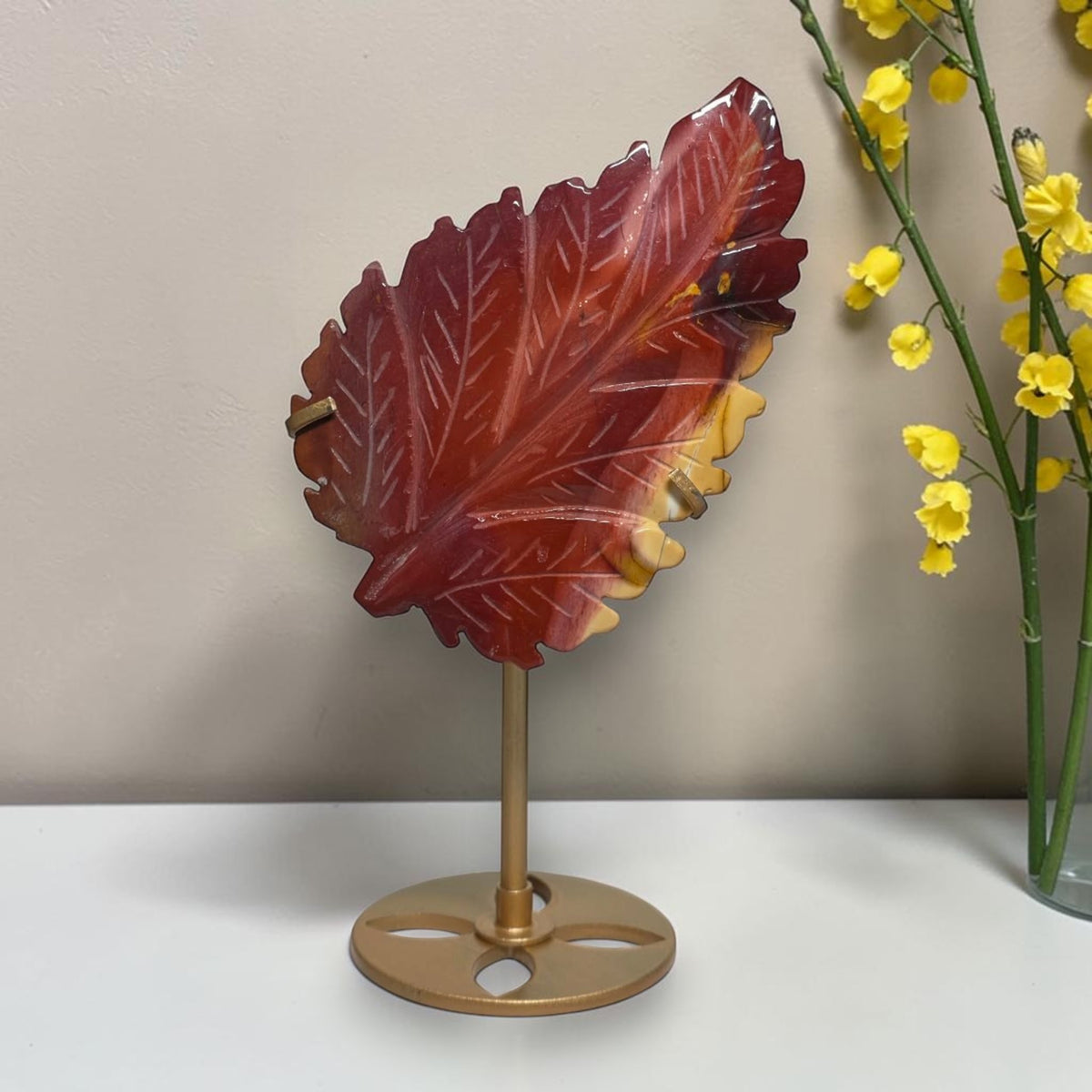 Mookaite Jasper Leaf on Stand