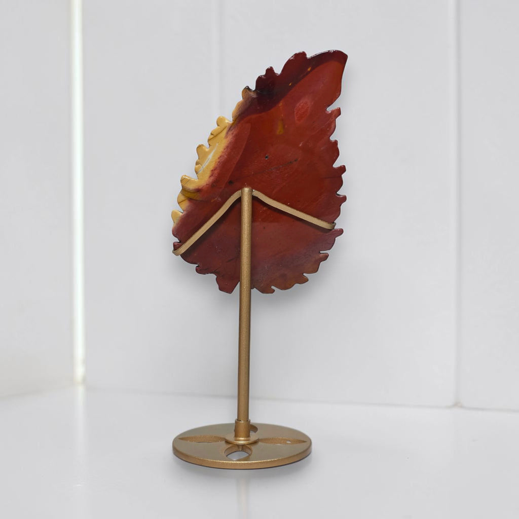 Yellow Mookaite Jasper Leaf on Stand