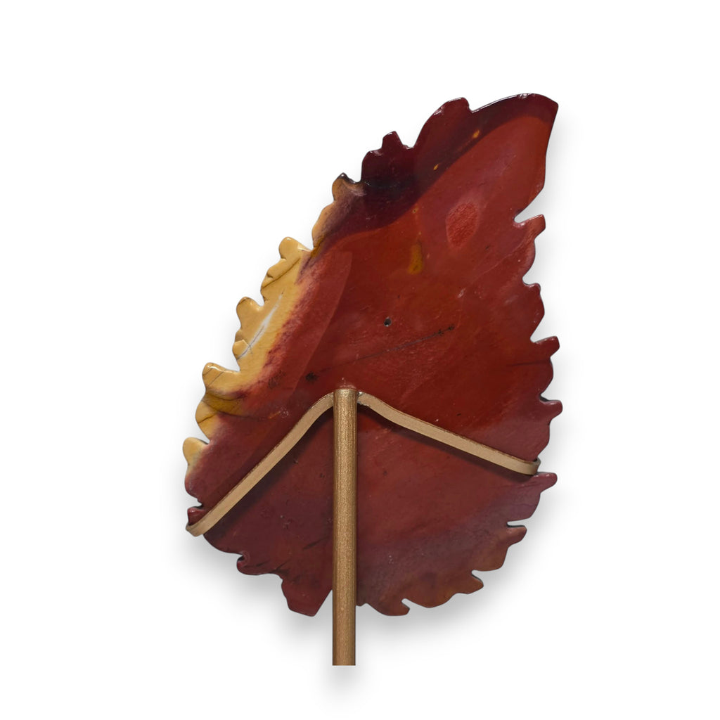 Yellow Mookaite Jasper Leaf on Stand