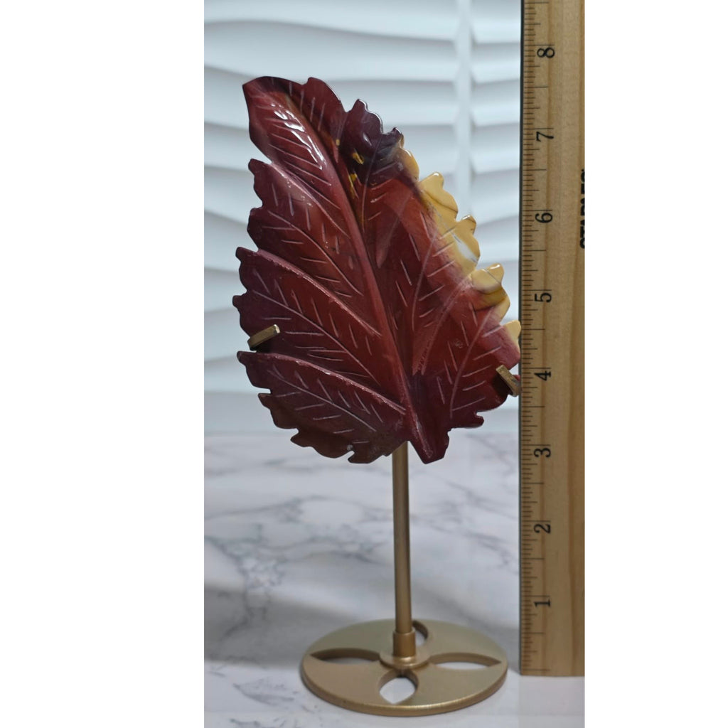 Yellow Mookaite Jasper Leaf on Stand