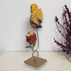 Side view of Mookaite Jasper swan and rose display