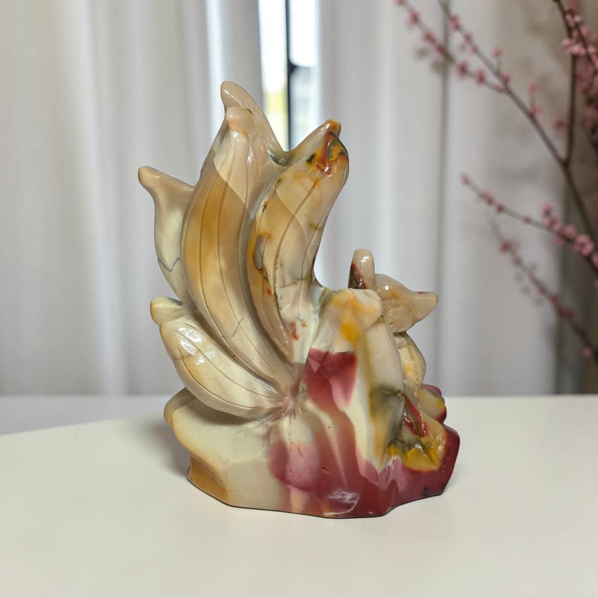 Mookaite nine tails fox carving back view