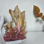 Mookaite nine tails fox carving front view