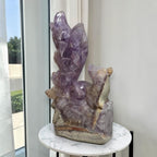 Amethyst Nine Tails Fox Kitsune carving angle view
