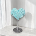 Natural aqua hemimorphite heart druzy front view