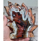 Banded Agate Nine Tails Fox held in hand showing size