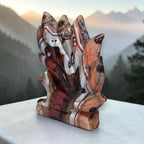 Banded Agate Nine Tails Fox Kitsune carving side view