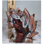 Banded Agate Nine Tails Fox size reference with ruler - approx 5 inches tall