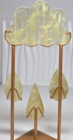 Golden frame crystal cloud with four hanging translucent teardrop crystals