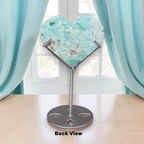 Natural Aqua Hemimorphite Heart back view blue crystal