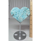 Natural Aqua Hemimorphite Heart size ruler 4 inches