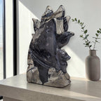 Natural Volcano Agate Fox Carving – back angle