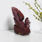 Burgundy mookaite fox carving back view