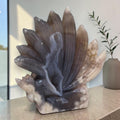 Flower Agate Nine Tails Fox Kitsune carving displayed as home decor