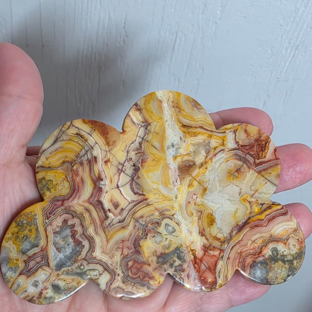 Ocean Jasper Rain Cloud Crystal Sculpture on Gold Stand – One of a Kind