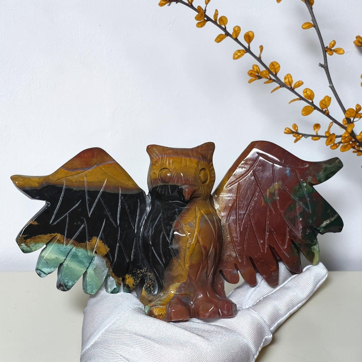 Ocean Jasper Owl Carving