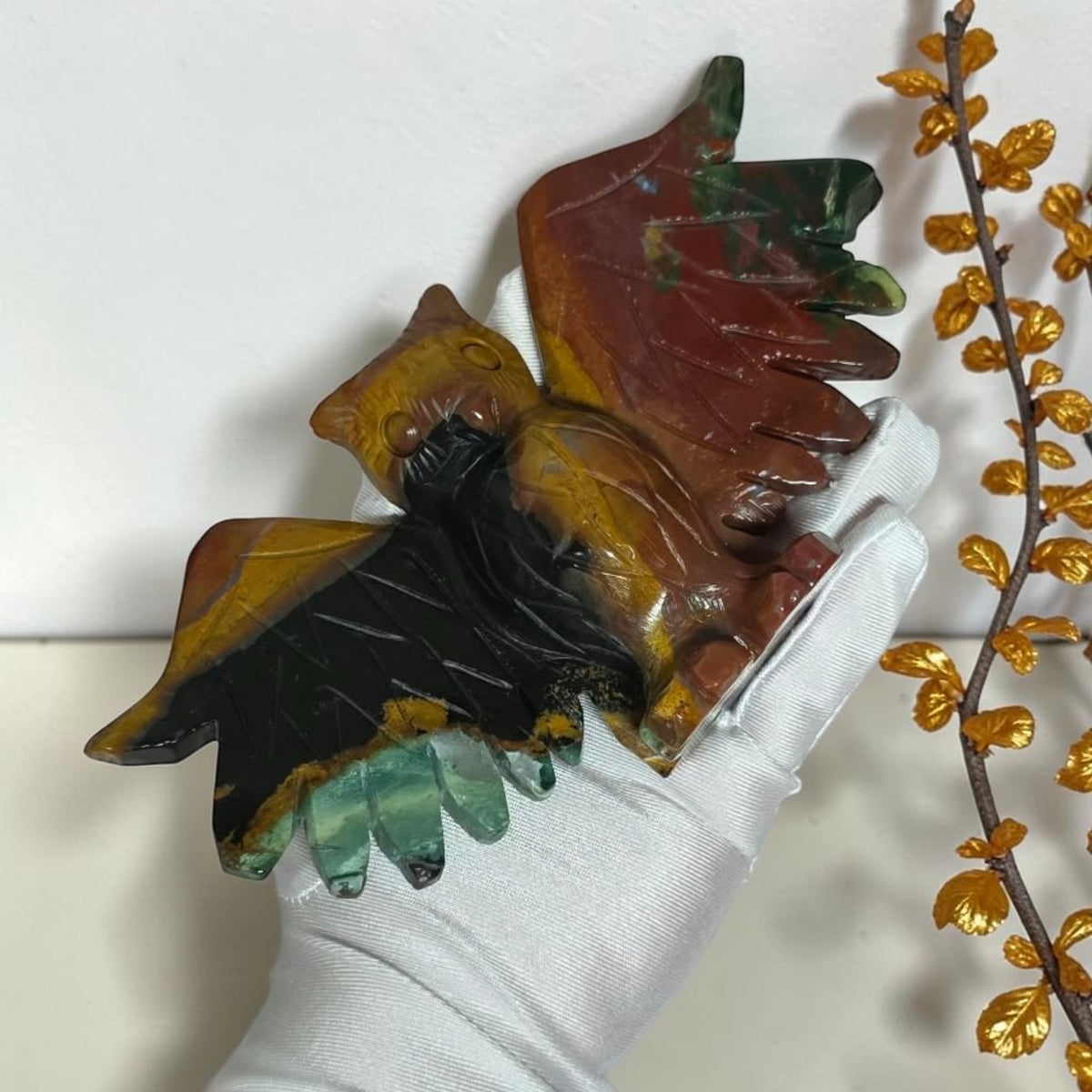 Ocean Jasper Owl Carving