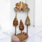 Ocean Jasper Rain Cloud Crystal Sculpture on Gold Stand – One of a Kind