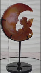 Banded Agate Moon & Fairy Sculpture