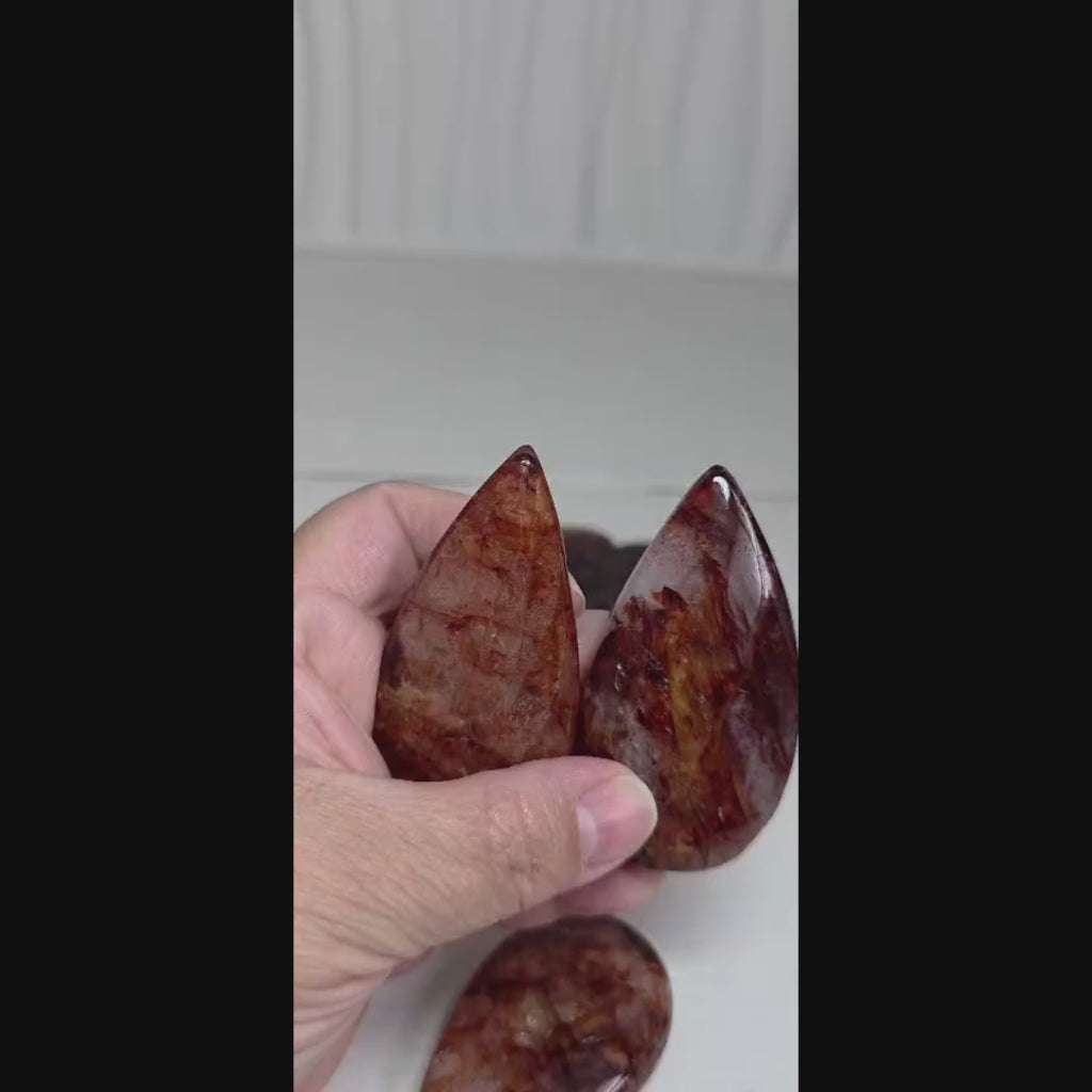 Fire Quartz Crystal Cloud Sculpture with Raindrops