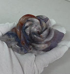 Blue Flower Agate Rose Carving with Carnelian