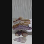 Amethyst Lace Agate Cloud & Raindrops Sculpture on Stand, 11.3"